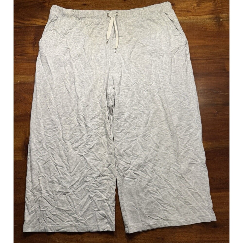 Banana Republic Women's XXL Gray Wide Leg Cropped Lounge Pants Drawstring Knit